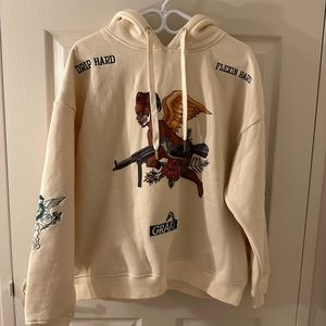 Cream embroidery hoodie